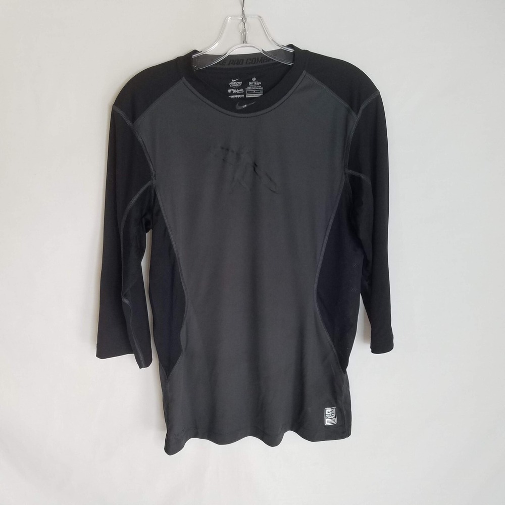 Nike Pro Combat Shirt Mens Fitted Ken Griffey Swingman Black 1/4 Sleeve Sz Small